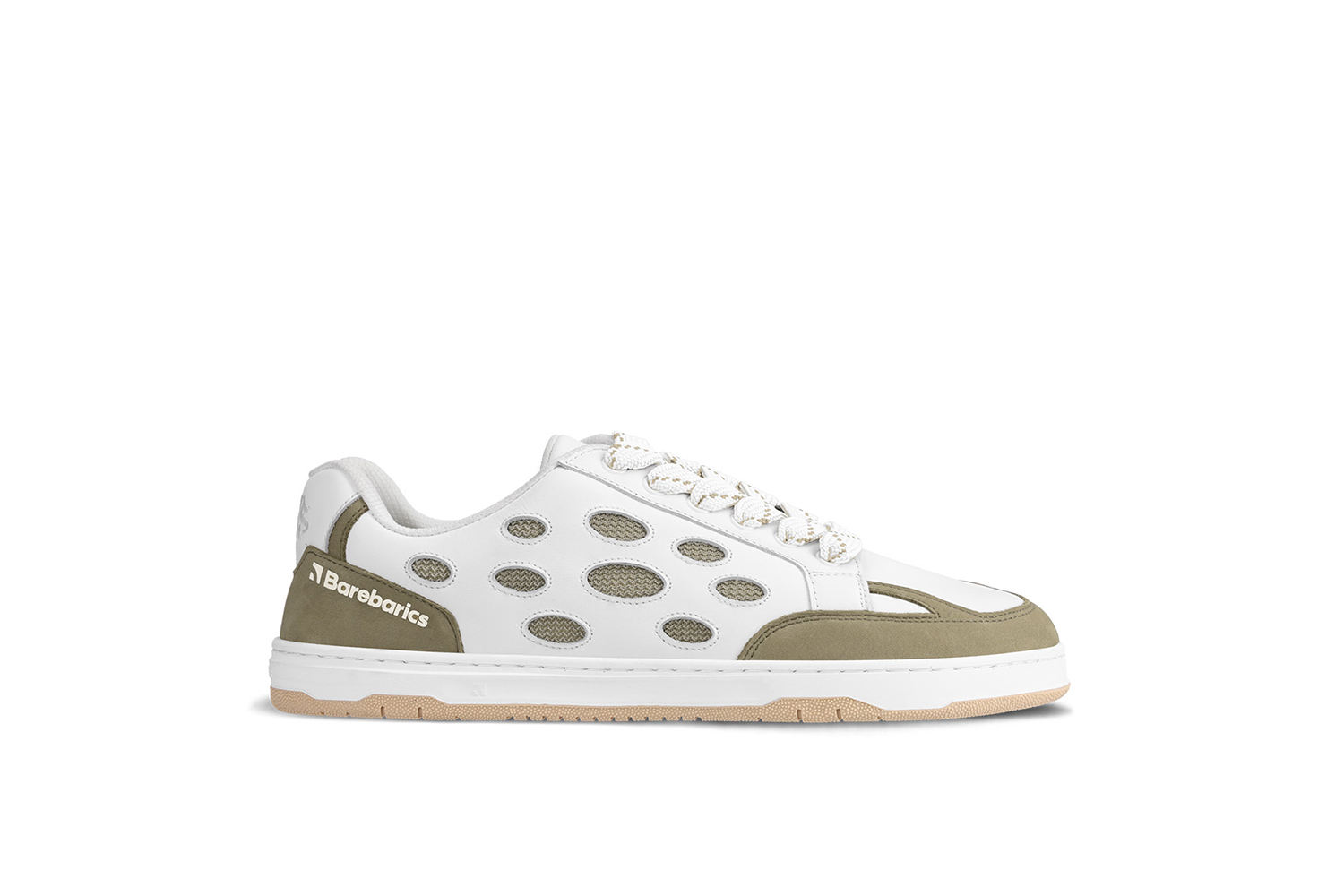 Barefoot tenisky Barebarics Fusion - White & Army Brown Barefoot tenisky Barebarics Fusion - White & Army Brown